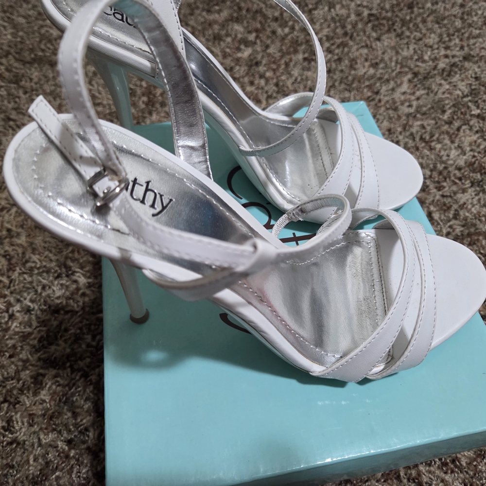 Cathy White Strappy Heels